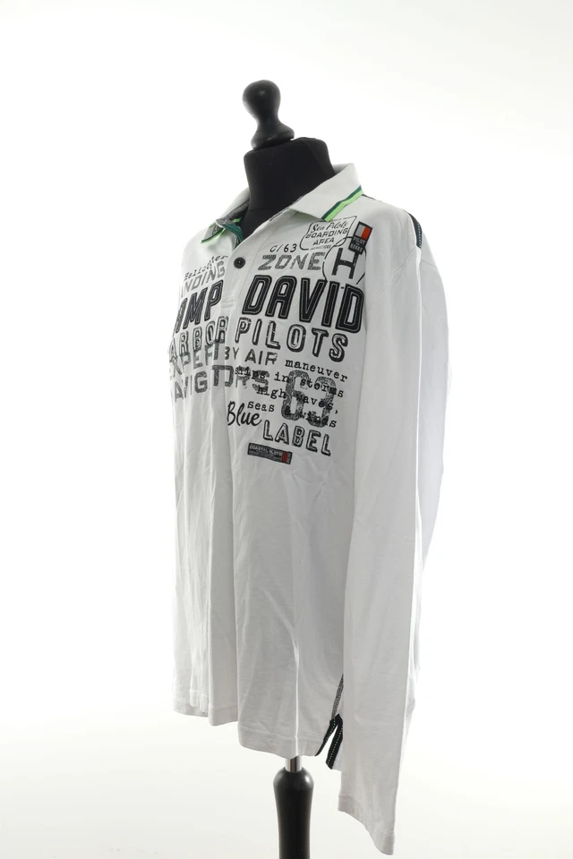 Camel Active Herren Pullover 2XL weiß Motiv Polokragen Knopf 100% Baumwolle - Bild 3 von 4