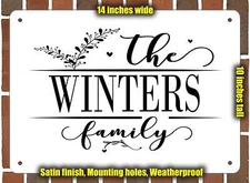 Winters Family Decorative Metal Door or Wall Plaque (Style 2)