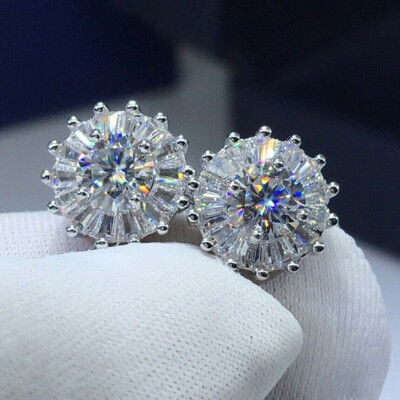 3Ct Lab Created Diamond Certified Stud Earrings 14K White Gold Plated