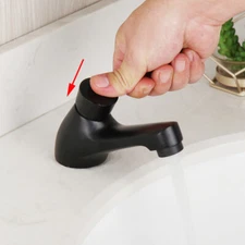 Bathroom Faucet Black Only Cold Water Brass Push Button Handle Deck Mounted Taps