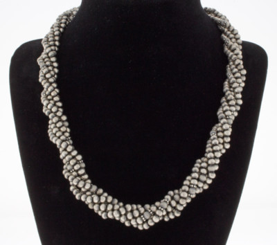 Lula Nez Vintage Native American Navajo Sterling Silver Unique Bead Necklace Lula Nez Vintage Native American Navajo Sterling Silver Unique Bead Necklace