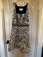Anthropologie Ettawaa Dress Black White Floral Tapestry Sleeveless Size S