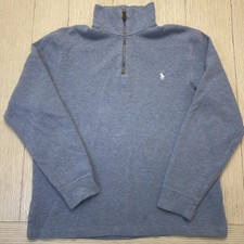 Polo Ralph Lauren Sweater Mens Medium Blue 1/4 Zip Mock Neck Knit Pony Logo