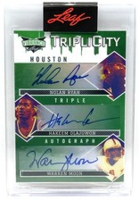 2022 Leaf Vibrance TripliCity Houston Signed Nolan Ryan, Hakeem, Moon Sport Card