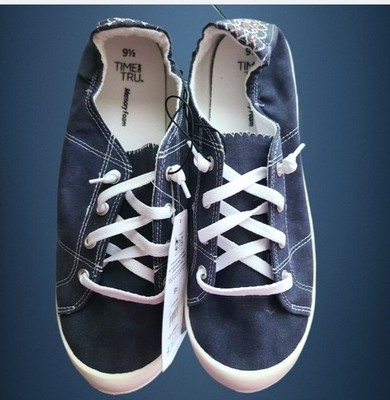 Time and Tru Shoes Memory Foam Scrunch Back Slip On Blue