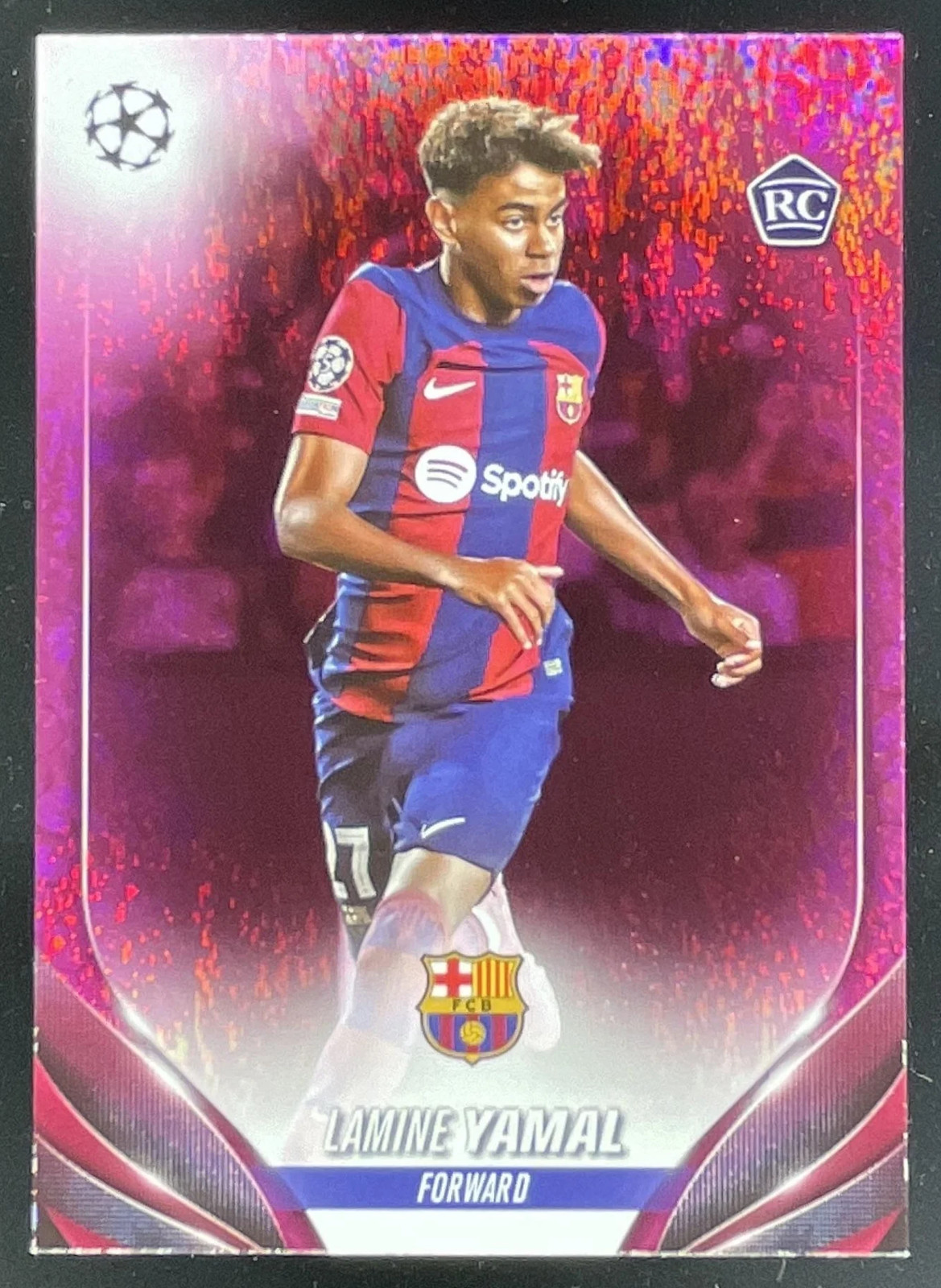 2023-24 Topps UEFA Club Competitions Pink Sparkle #64 Lamine Yamal RC
