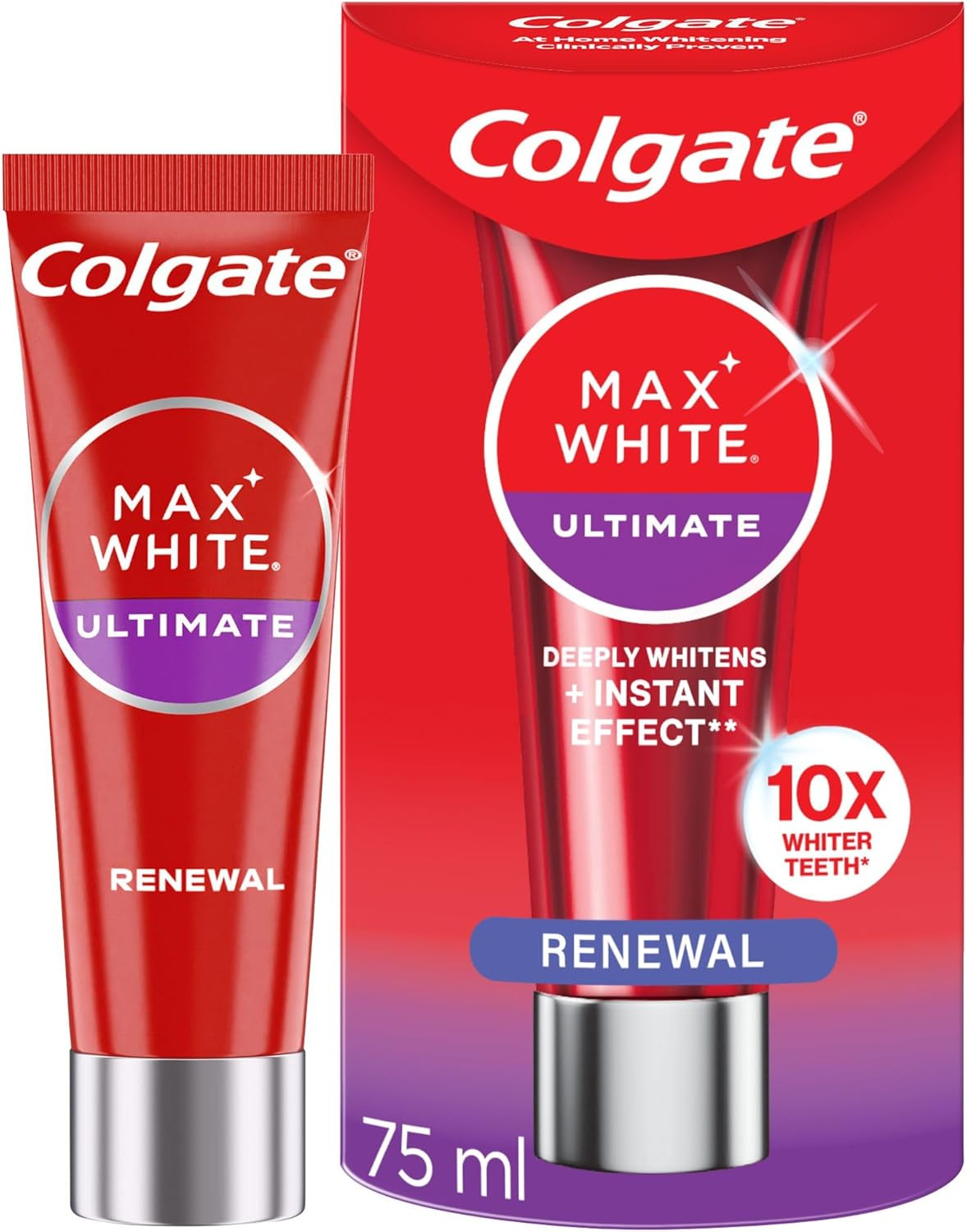 Colgate Max White Ultimate Renewal Whitening Toothpaste 75ml 10X Whiter Teeth