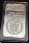 1 troy ounce .999 fine silver bar produced by APMEX (American Precious Metals)