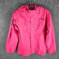 The North Face Girls Zipline Hooded Rain Jacket Sz XL 18 Pink Mesh Lined Hyvent