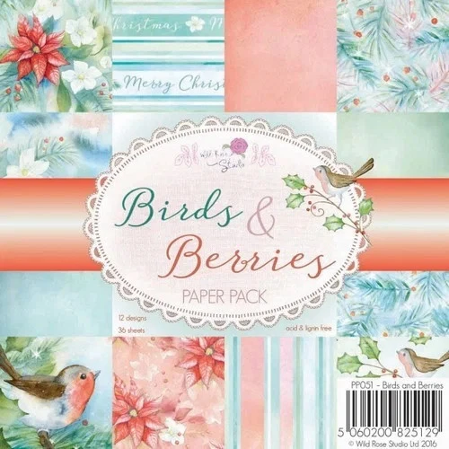 Wild Rose Studio Bloc De Papier Scrapbooking 6x6 Oiseaux Et Baies Scrap - Photo 1/1
