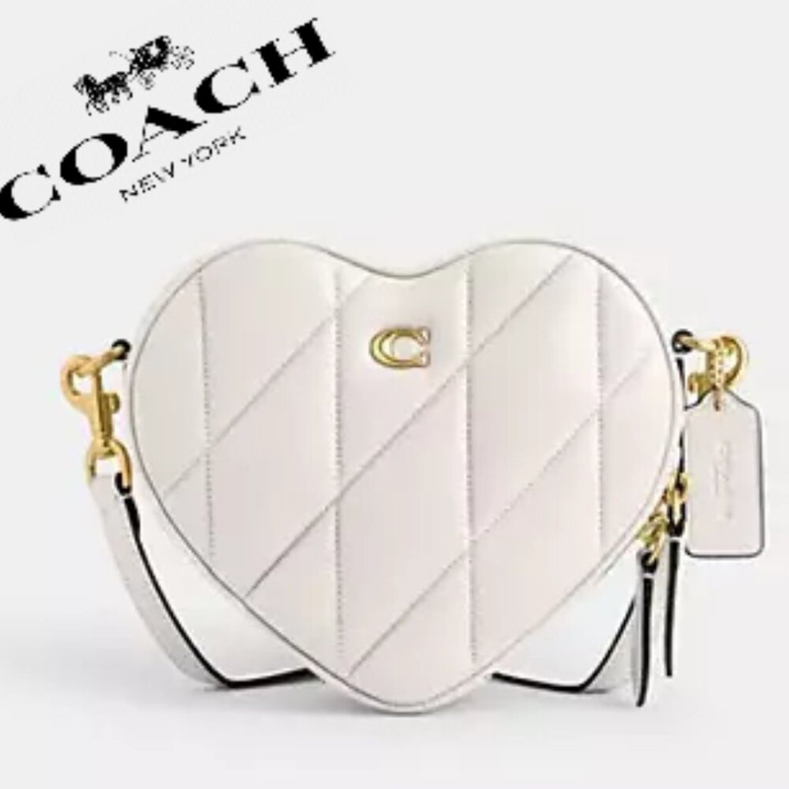 NWT Coach Heart Crossbody Bag Quilted Chalk Pink