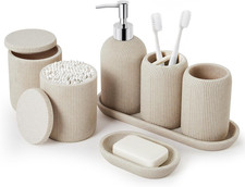 Bathroom Accessories Set - 7-Piece Resin Bathroom Set, Toothbrush Holders for Ba
