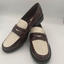 Franco Sarto Women's Lillian Penny Loafers burgundy  cream 10M New without box