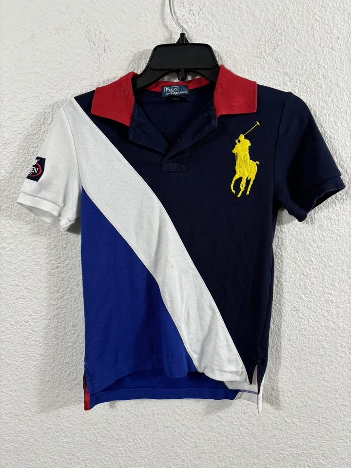 Polo Ralph Lauren Polo Shirt Youth Small S (8) Navy White Big Pony US Open 2010 - Image 4 of 4
