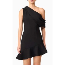 Elliatt Black Asymmetrical Ava Mini Little Black Dress Belted Cocktail XS LBD