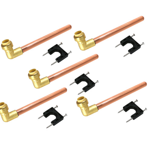 5 Pack XFITTING 1/2" Push Fit Stub Out Elbow, 8" Long, Push to Connect
