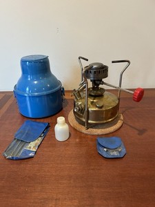 Réchaud Camping Vintage Primus 2063 - 2 Brûleurs - Bleu - Boîte D'origine (pour Pièces)