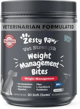 Zesty Paws Weight Management Bites for Dogs 90 Soft Chews Chicken Flavor 8-2026