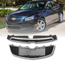 For 2011-2014 Chevy Cruze Front Bumper Grille Upperlower Grill Blackchrome 2pc For 2011-2014 Chevy Cruze Front Bumper Grille Upperlower Grill Blackchrome 2pc