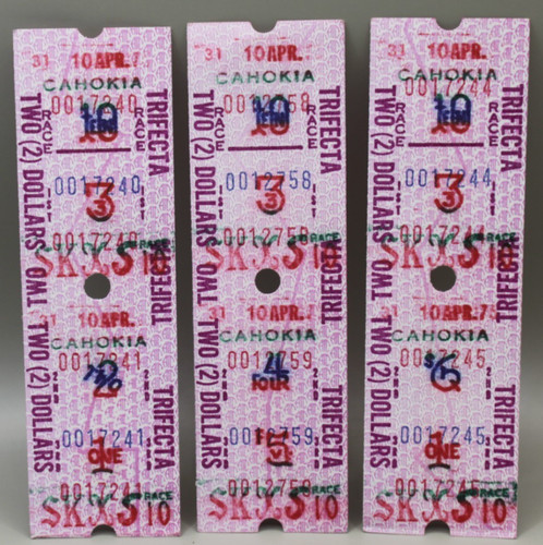 3 Cahokia Downs Horse Racing Betting Tickets Vintage