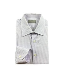 Canali 1934 Current Purple White Checked Cotton Men  s L/S Button Front 41 16