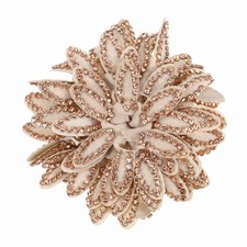 Flower Brooch Pin for Women, Rhinestone Rose Flower Brooch Corsage, Khaki