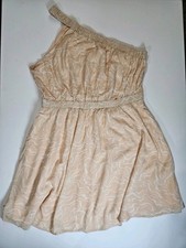 NWT Abercrombie & Fitch One Shoulder Mini Dress Womens Large Peach Cream Boho