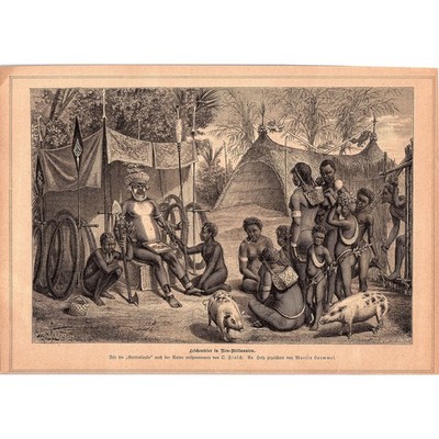 Funeral Ceremony in New Britain - For Garden Arbor D. Finich 1892 Engraving V1-3