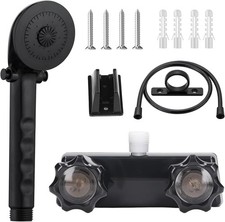 RV Shower Faucet Kit w/ Handheld Head Hose, On/Off Valve, Black