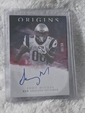 2018 PANINI ORIGINS SONY MICHEL ROOKIE ON-CARD BLUE INK AUTO 05/49 SP. rookie card picture