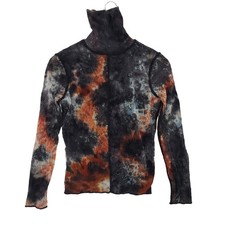 Vintage 90s Y2K Mesh Turtleneck Tie Dye Size L Grunge Indie Sleeze Cyber Goth
