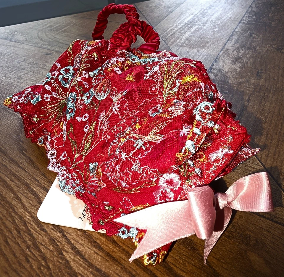 BNWT Agent Provocateur Naomi Set Red Embroidered Bra 34A Brief M Luxury Lingerie - Image 3 of 3