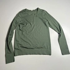 Lululemon Swiftly Tech Long Sleeve Green Seamless Mesh Running Top Size 4