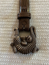 Vintage Kieselstein-Cord Sterling ALLIGATOR Buckle w/Brown Lizard Belt Size 3