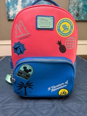 Loungefly Disney Vacation Club Mini Backpack | Pink & Blue | Exclusive Member - Image 1 of 4