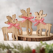 Reindeer Christmas Decor Wooden Deer Table Decoration 3 Pcs Tiered Tray Decor...