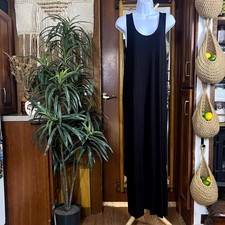 Black Maxi Dress Women S Rayon Stretch Column Tank Keyhole Back USA Made Minimal