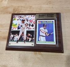 1992 Topps #380 Barry Bonds Pittsburgh Pirates Baseball Card Photo in wood frame