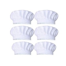 6pieces Chef Hat  Adult Adjustable Elastic Baker Kitchen Cooking Chef Cap