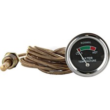 Water Temperature Gauge with Probe, Chrome Bezel, Black Face, Cold to Hot