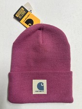 Carhartt Pink Solid Beanie Hat w/ Rubber Patc...