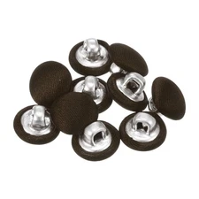 10pcs Fabric Cloth Covered Button 10mm Metal Round Sewing Buttons, Light Brown