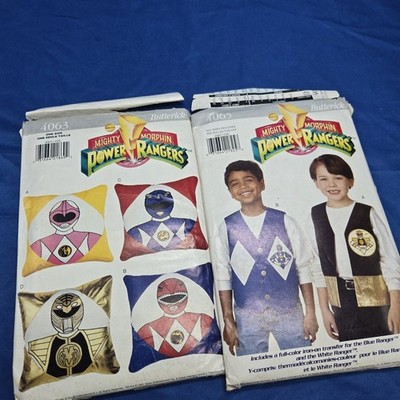 Vintage Power Rangers Vest Pillow Sew Pattern Butterick Uncut Iron On Transfers 