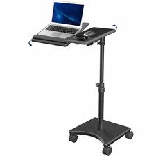VIVO Black Laptop Cart with Extension Arm and Mouse Pad