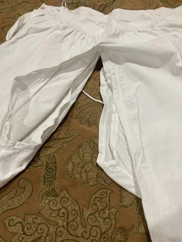Pantalones/pantalones antiguos victorianos eduardianos de encaje de algodón - años 1900 Foto 2 de 4