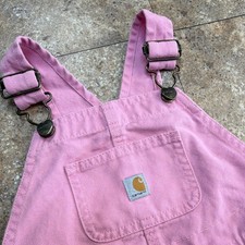 Carhartt Toddler Pink Overalls 3T Unisex - heart shaped snaps 100 Cotton