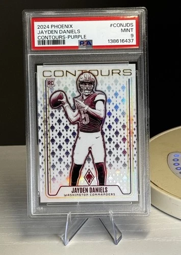 2024 PANINI PHOENIX CONTOURS PURPLE  JAYDEN DANIELS ROOKIE RC PSA 9 🔥