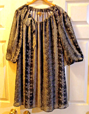 NWOT, MOTTO GRAPHIC PRINT, KNEE LENGTH BOHO DRESS, 3/4 SHEER SLEEVES, SMALL, $49