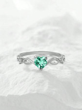 Heart Crystal Promise Ring Women Gold Silver Infinity Band Jewelry Gift