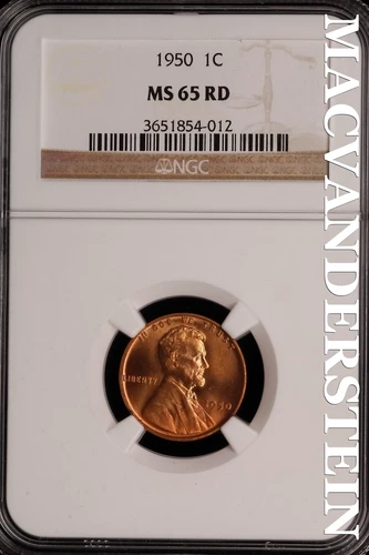 1950 Lincoln Wheat Cent - NGC MS 65 RD - Scarce  No Reserve  #SLK407